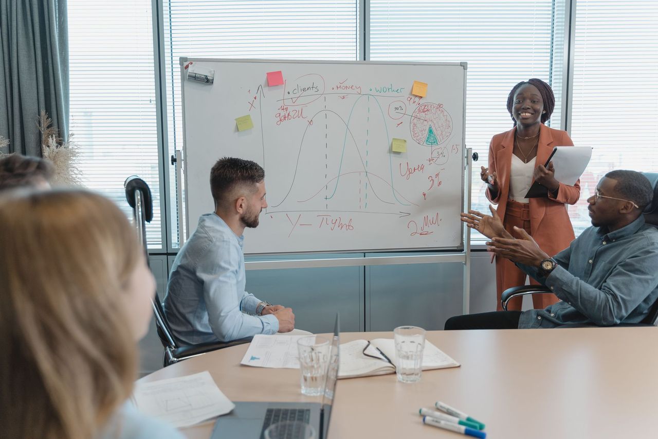 Team planning session at a whiteboard